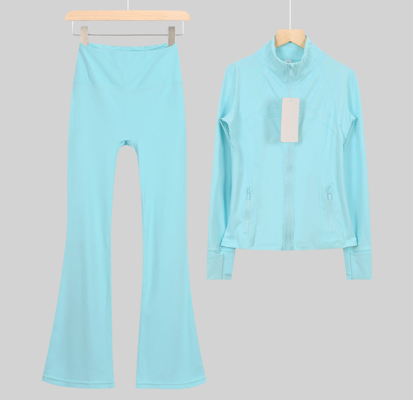 Flares or shorts set blue