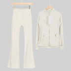 Leggings, shorts or flares set cream gold