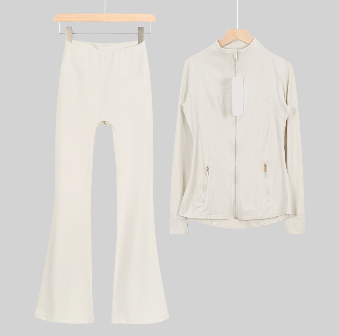 Leggings, shorts or flares set cream gold