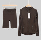 Flared or shorts set brown