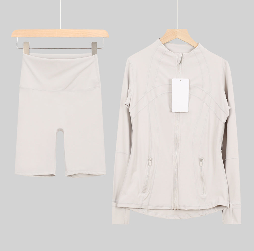 Flares or shorts set beige
