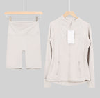 Flares or shorts set beige