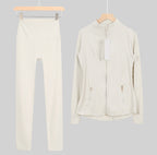 Leggings, shorts or flares set cream gold