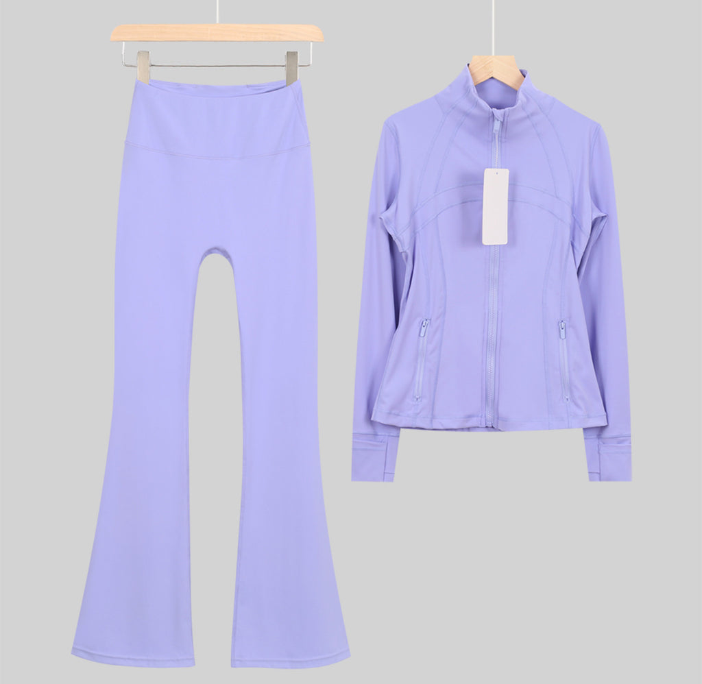Flares or shorts set purple