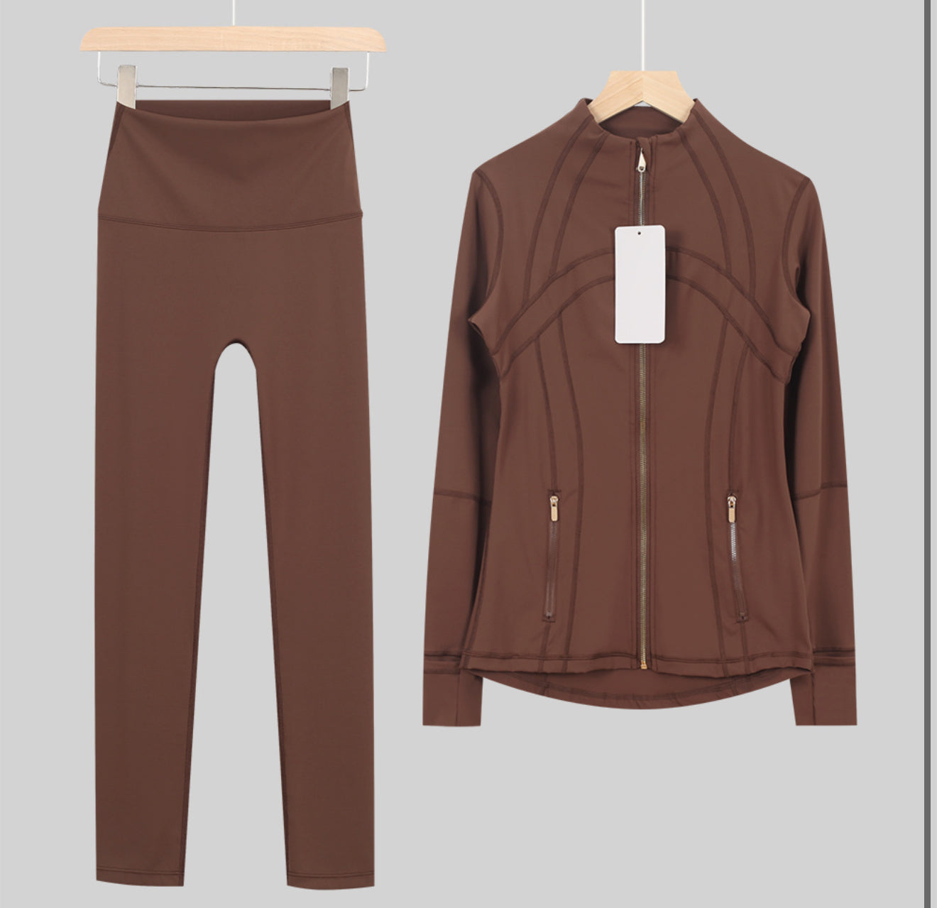 Leggings, shorts or flares set brown gold