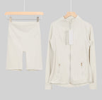 Leggings, shorts or flares set cream gold