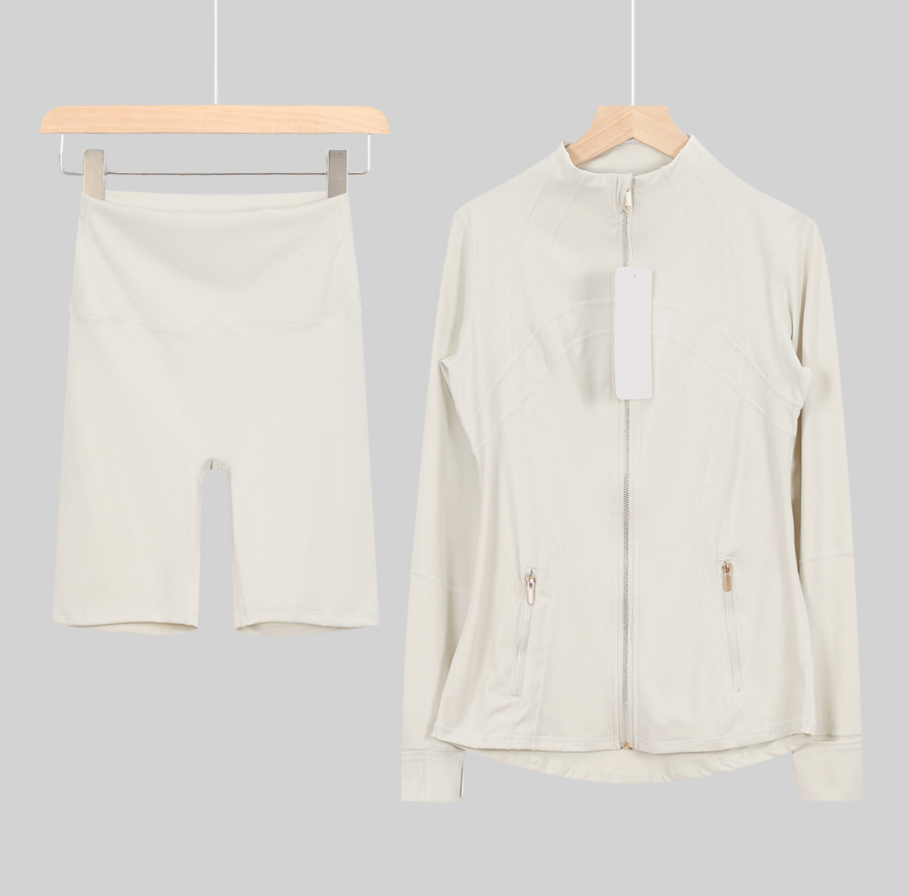 Leggings, shorts or flares set cream gold