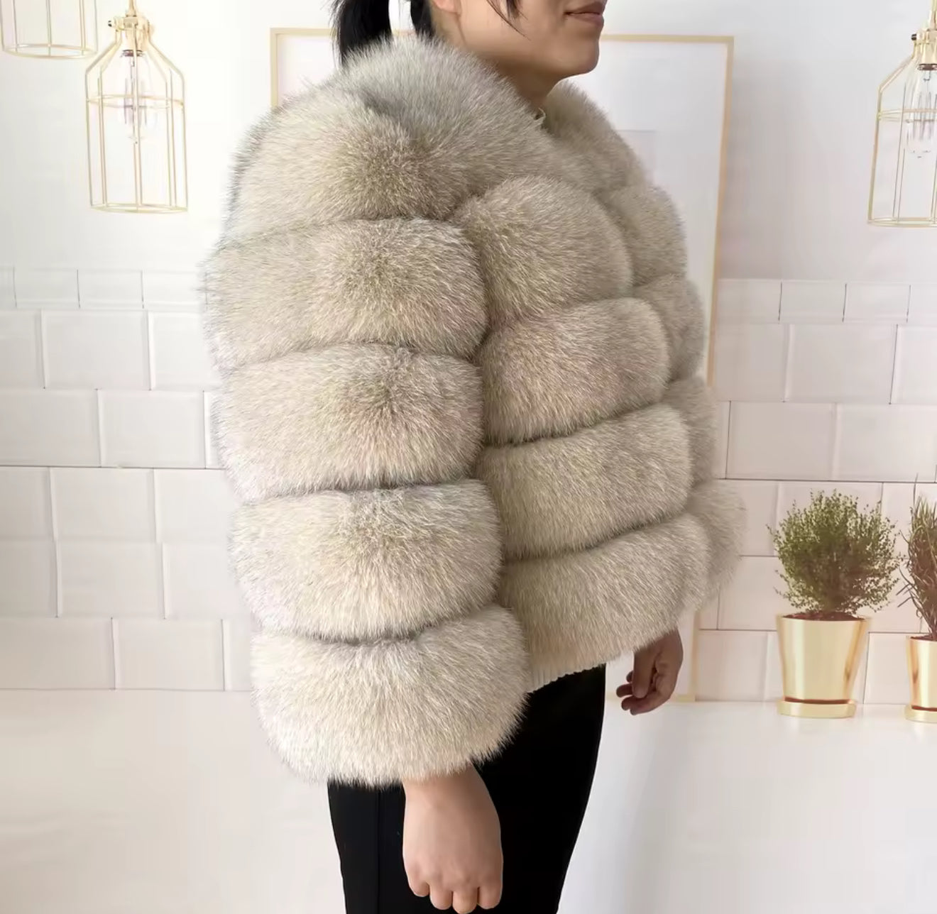Beige premium fur