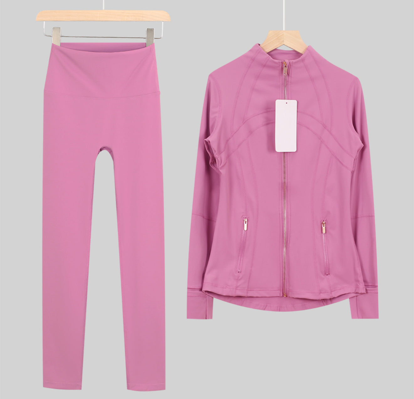 Leggings, shorts or flares set pink gold