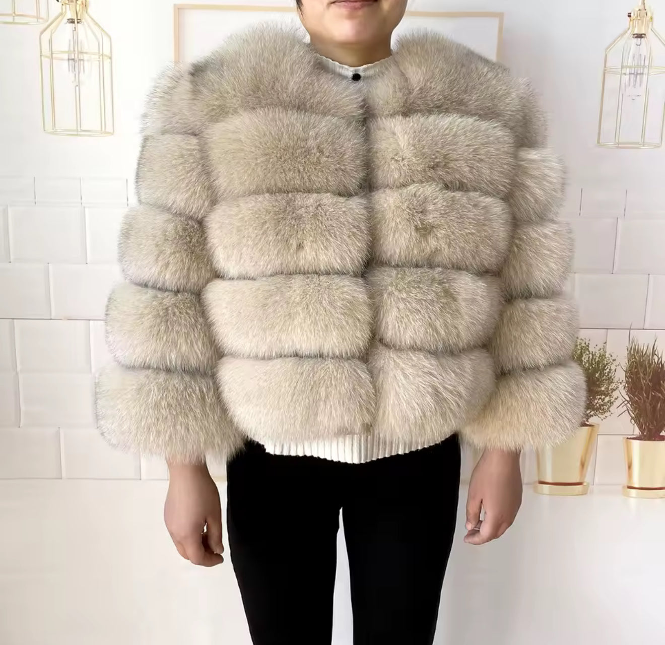Beige premium fur