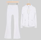Leggings, shorts or flares set white gold