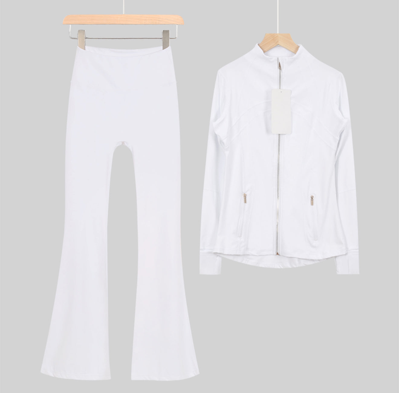 Leggings, shorts or flares set white gold