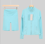 Flares or shorts set blue