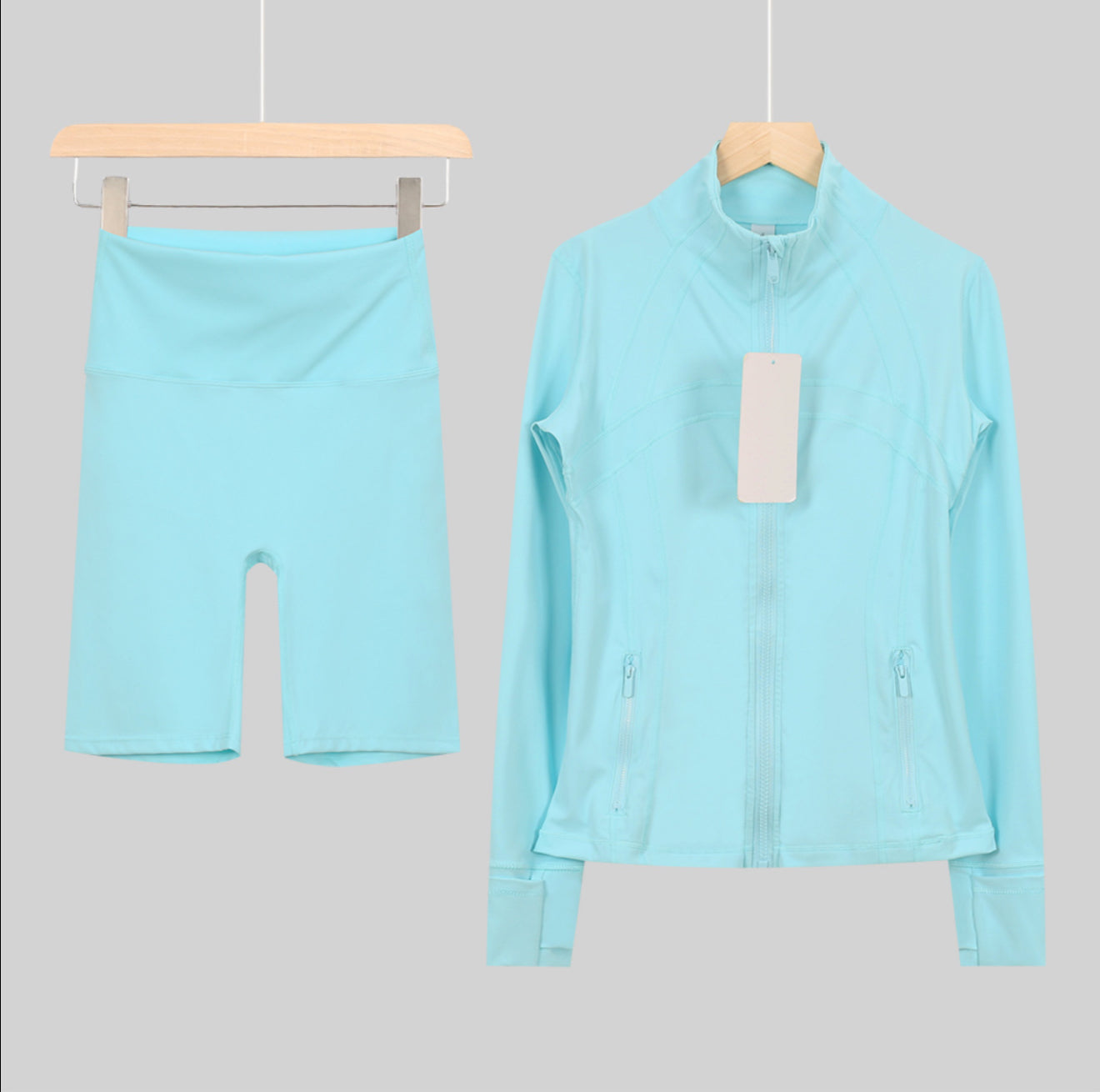Flares or shorts set blue