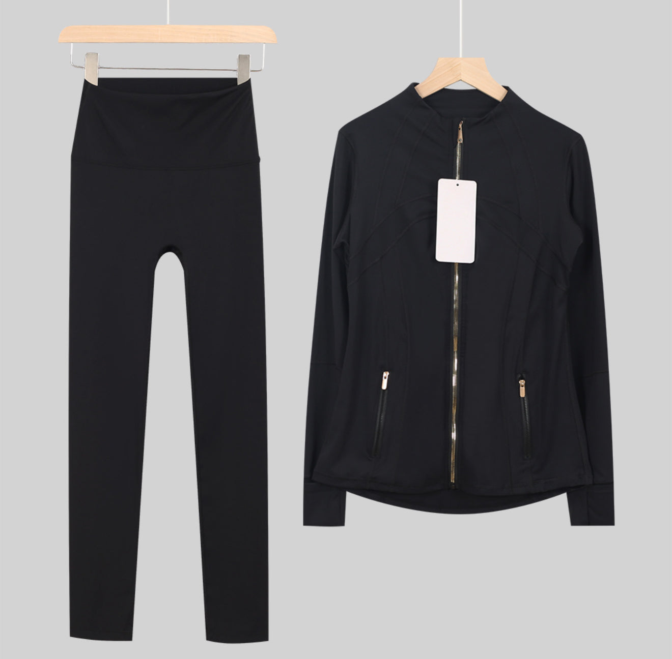 Leggings, shorts or flares set black gold