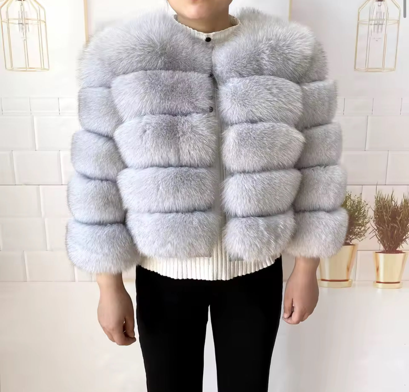 White/grey premium fur