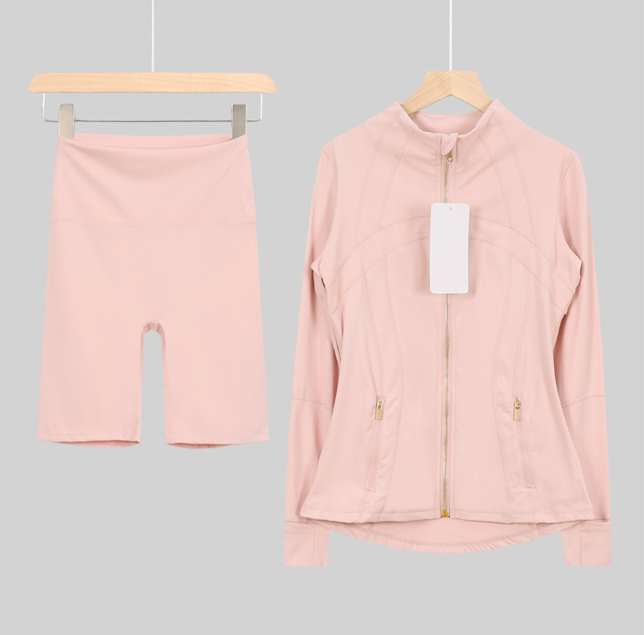 Leggings, shorts or flares set light pink gold
