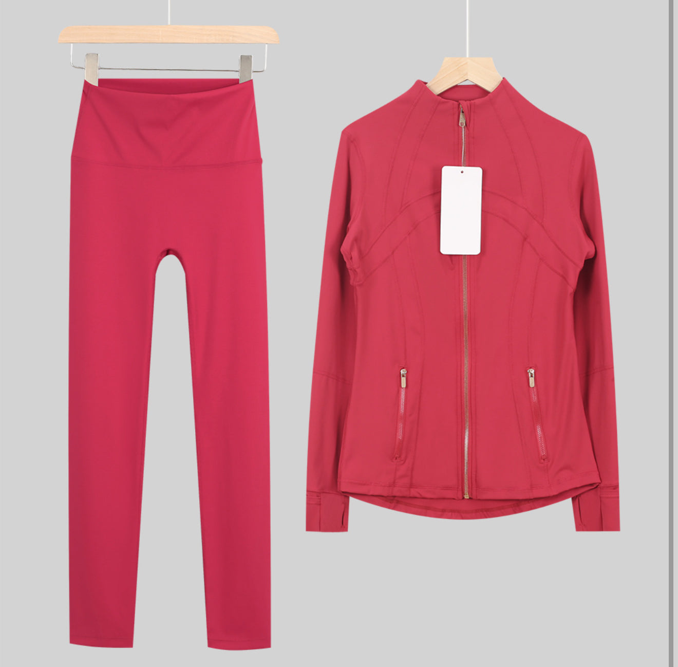 Leggings, shorts or flares set red gold