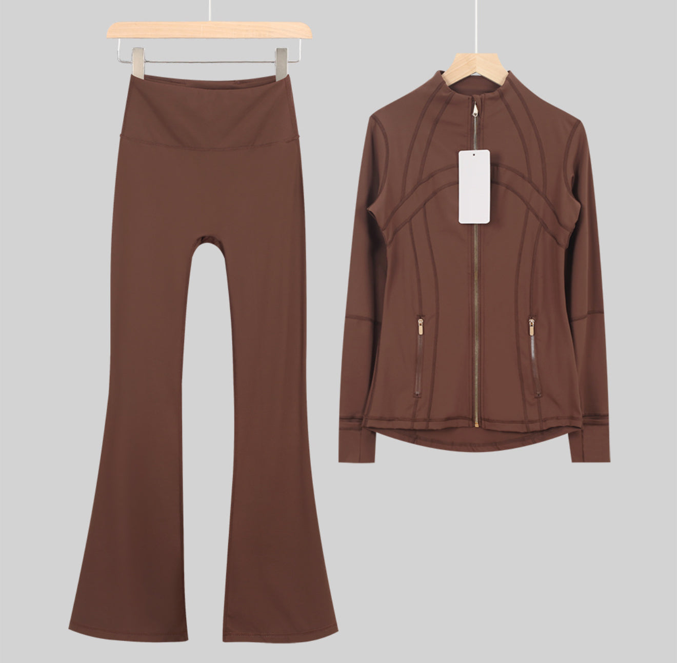 Leggings, shorts or flares set brown gold