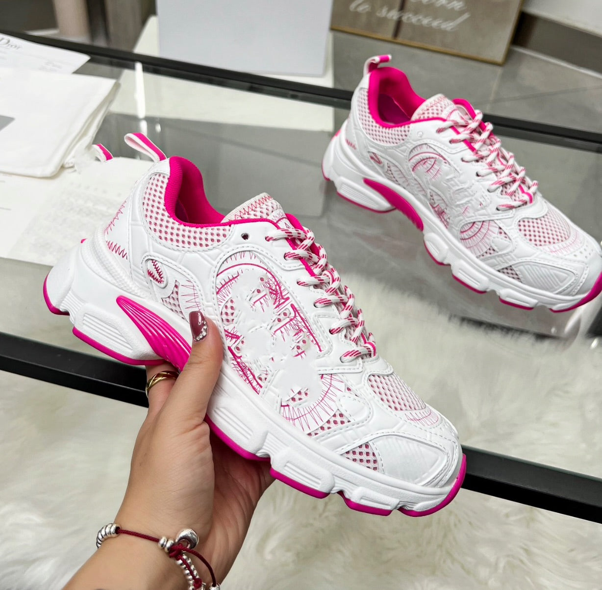 Neon pink trainers