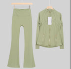 Leggings, shorts or flares set light green gold