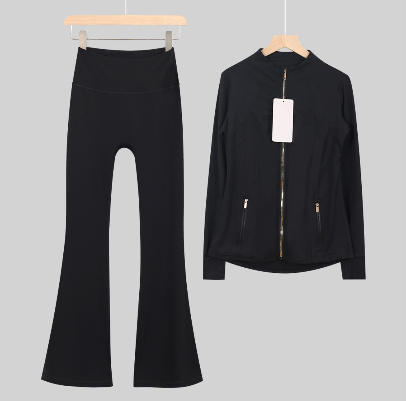 Leggings, shorts or flares set black gold