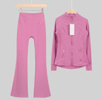 Leggings, shorts or flares set pink gold