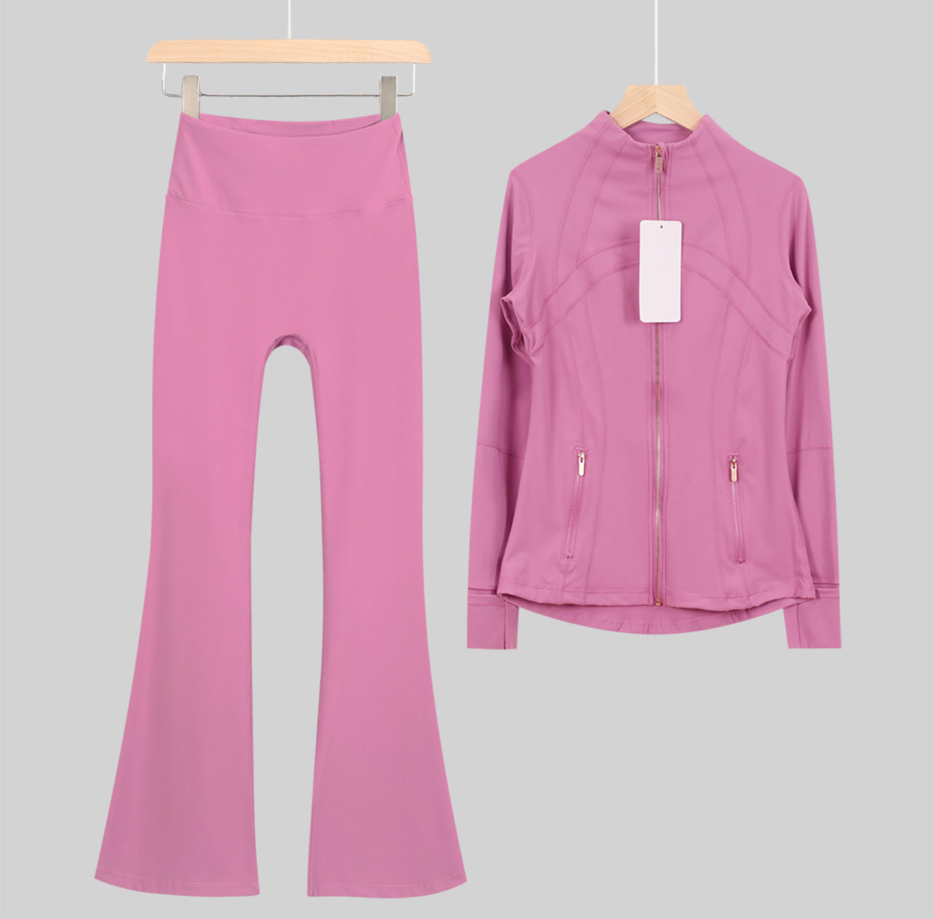 Leggings, shorts or flares set pink gold