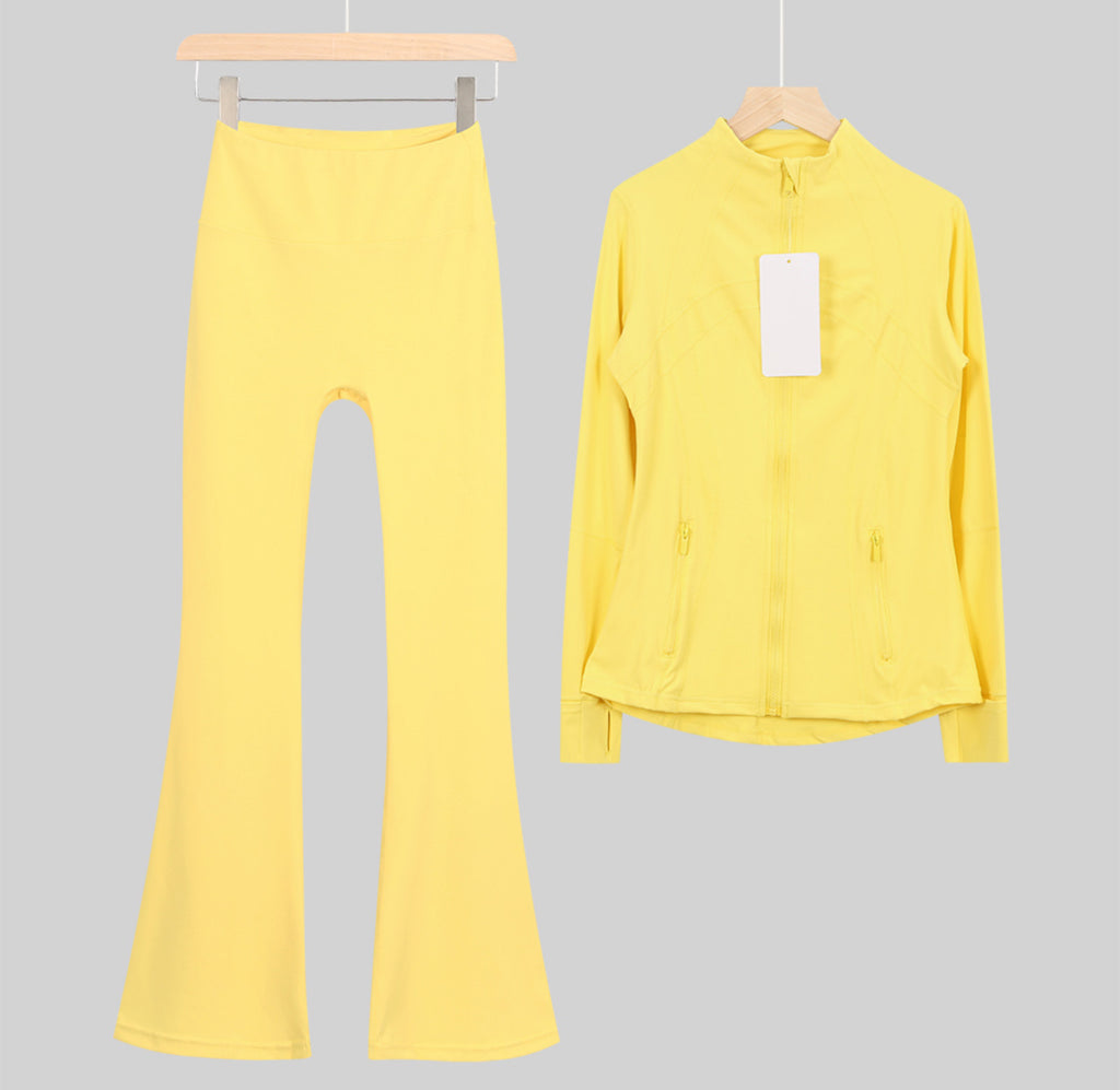 Flares or shorts set yellow