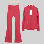 Leggings, shorts or flares set red gold