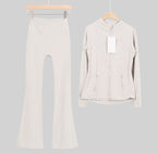 Flares or shorts set beige
