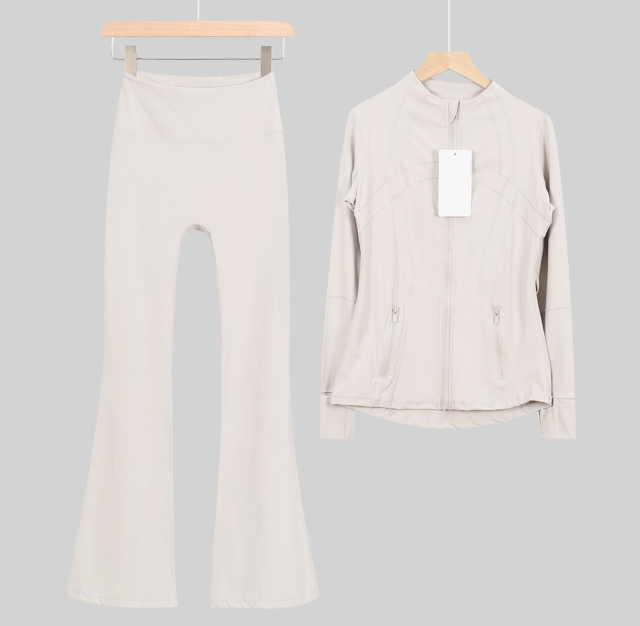 Flares or shorts set beige