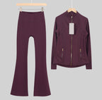 Leggings, shorts or flared set burgundy gold