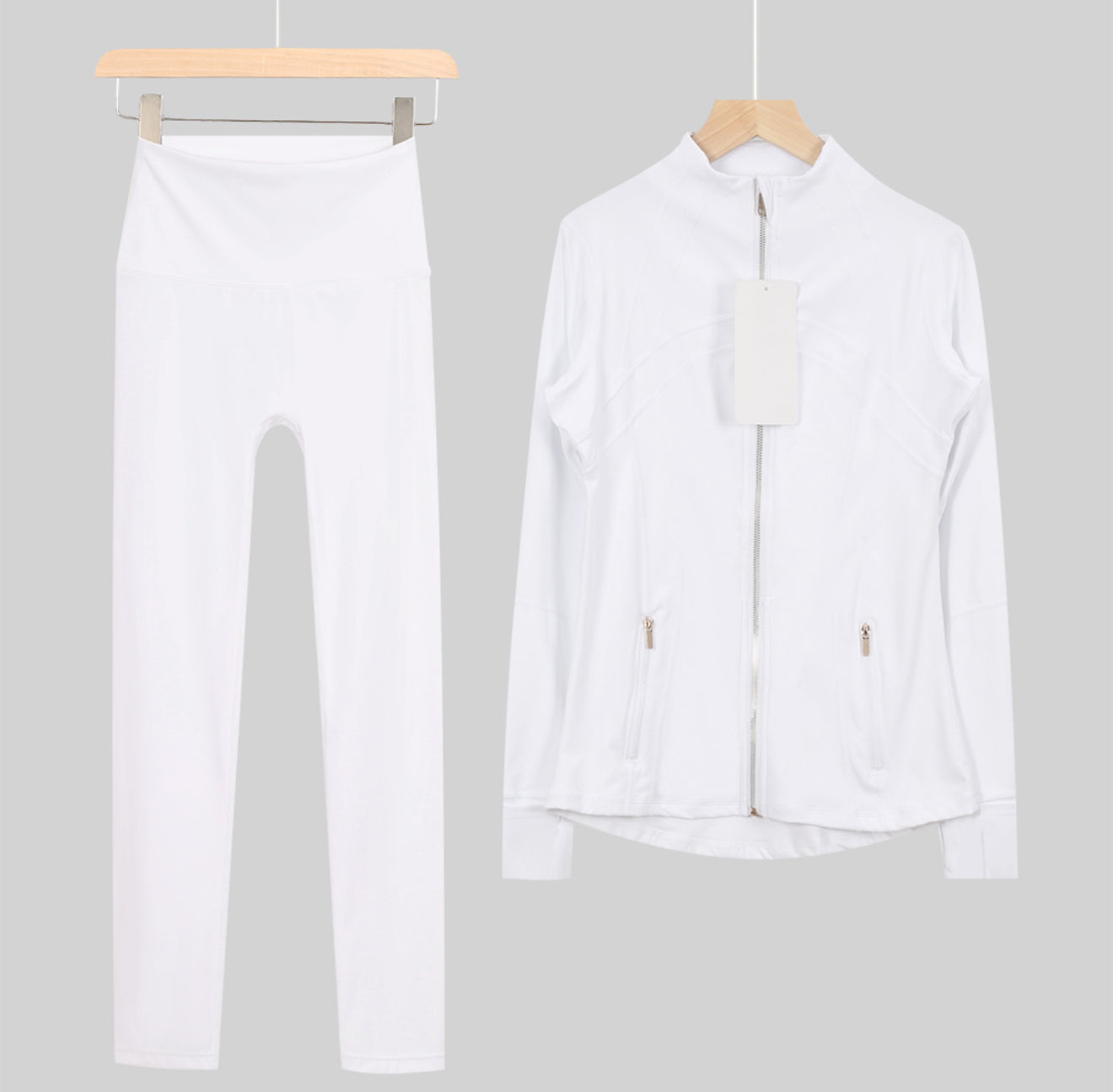 Leggings, shorts or flares set white gold