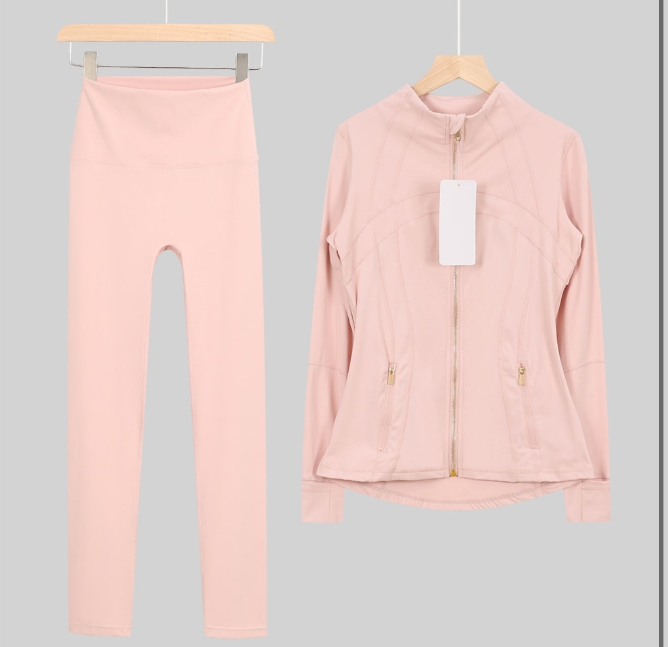 Leggings, shorts or flares set light pink gold