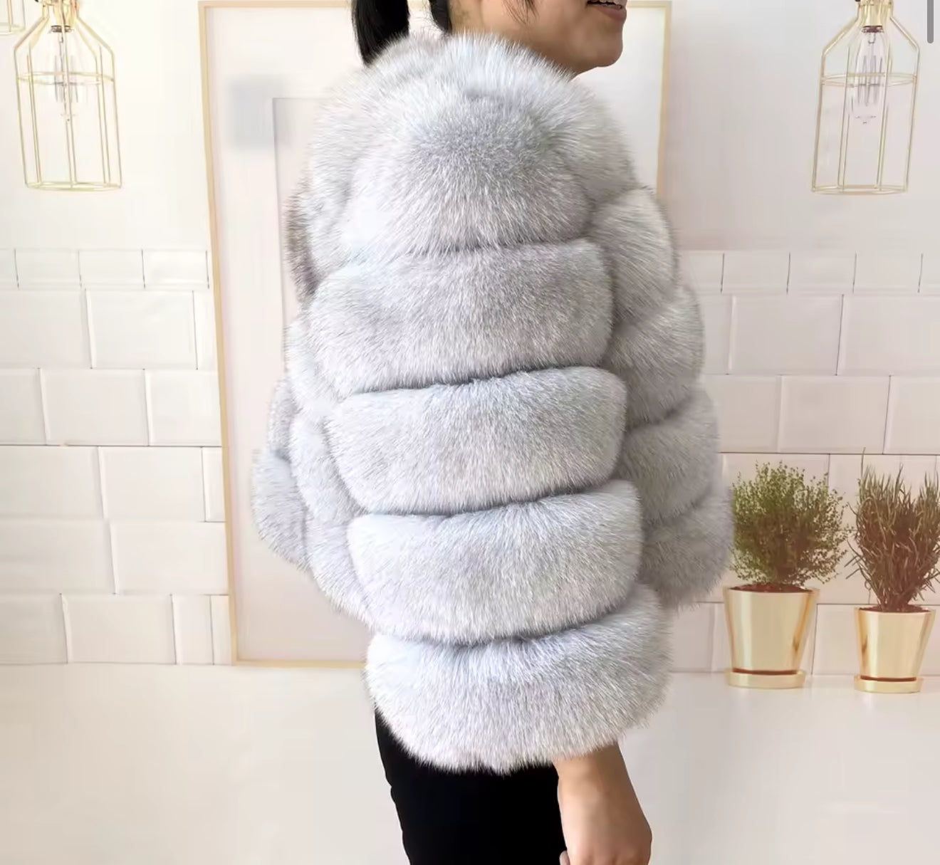 White/grey premium fur