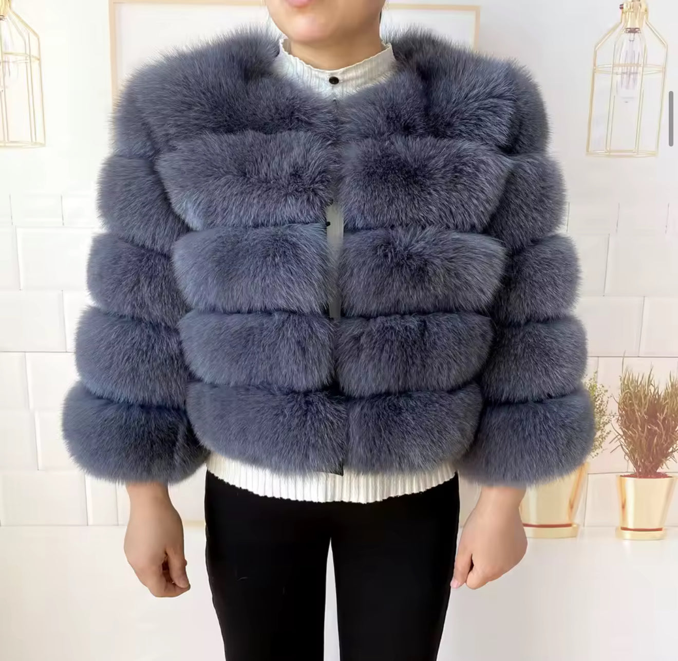 Grey premium fur