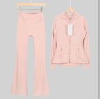 Leggings, shorts or flares set light pink gold