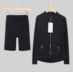 Leggings, shorts or flares set black gold