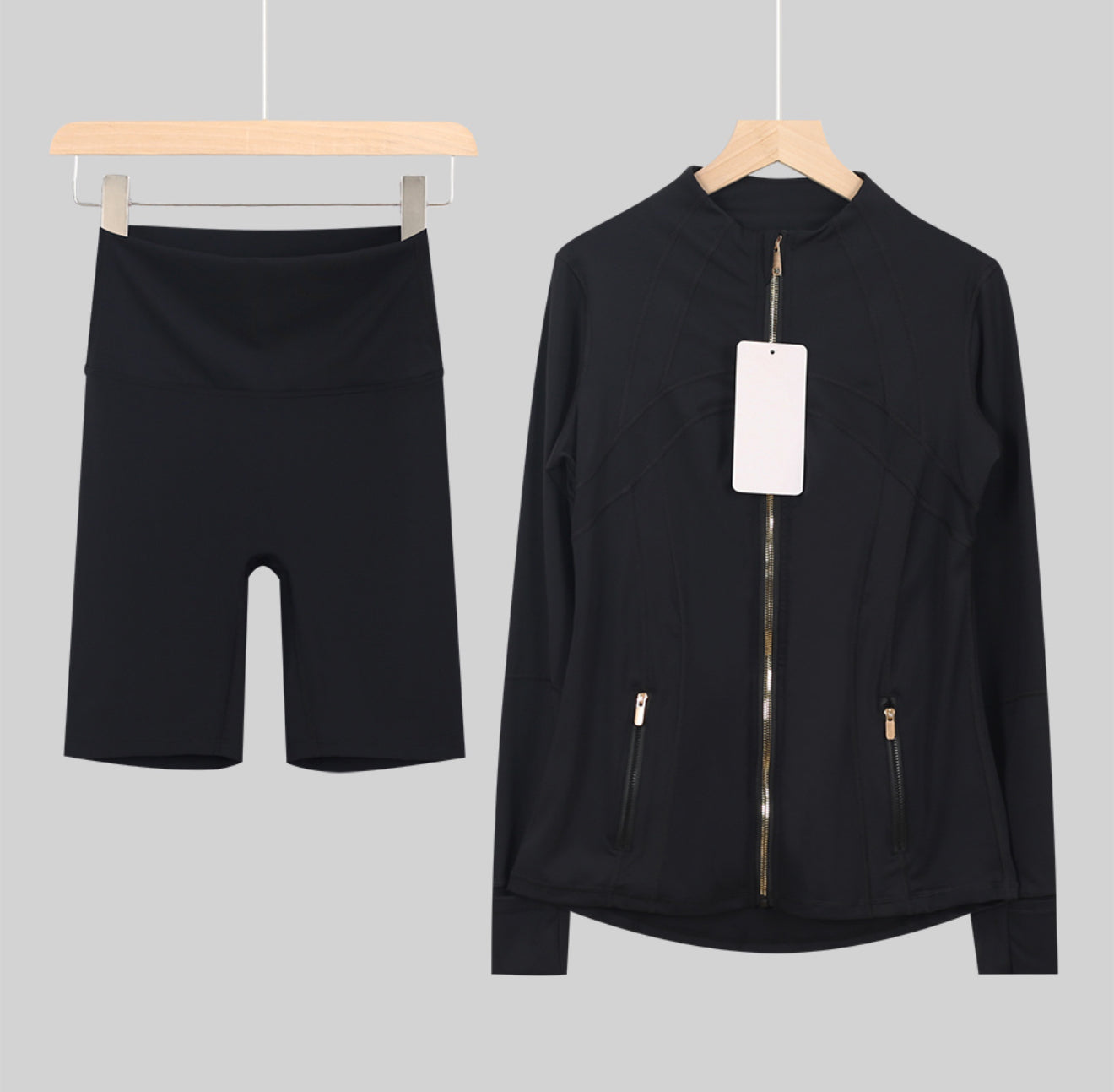 Leggings, shorts or flares set black gold
