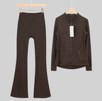 Flared or shorts set brown
