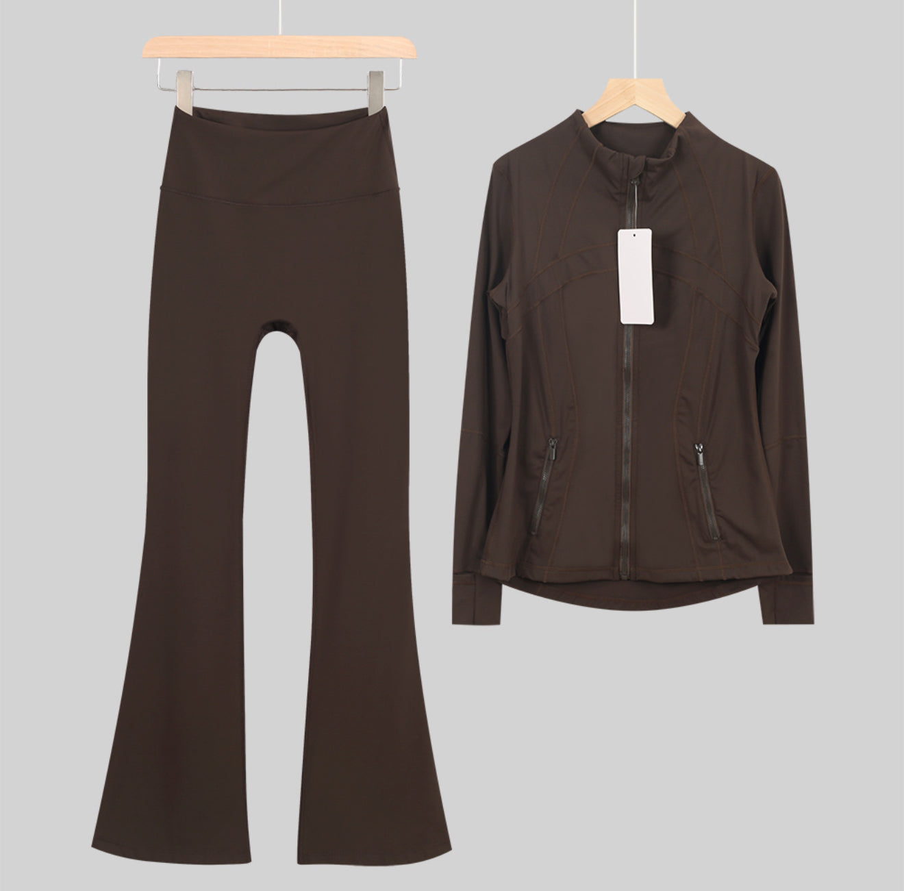 Flared or shorts set brown