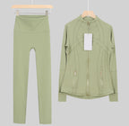 Leggings, shorts or flares set light green gold