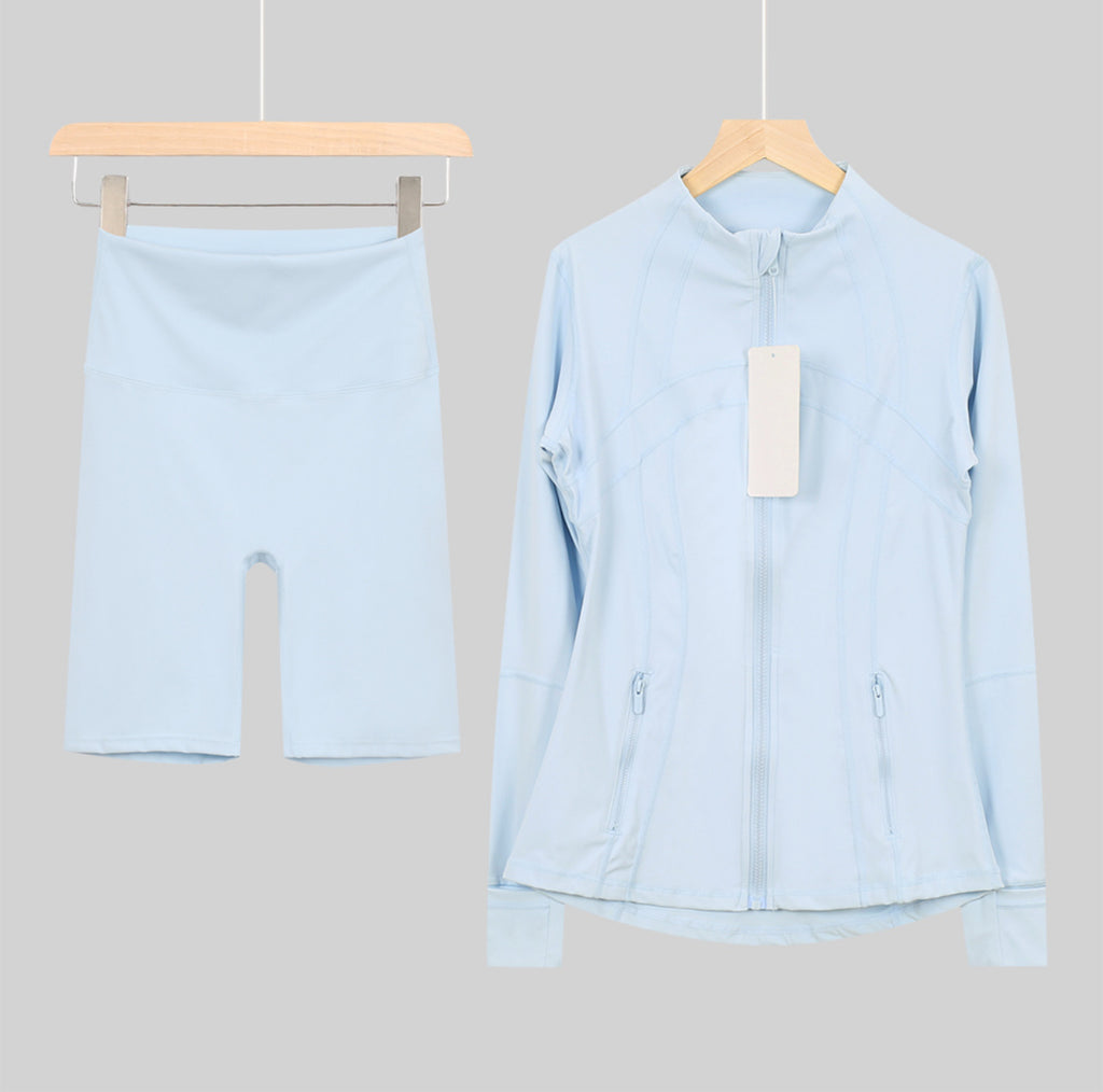 Flares or shorts set baby blue