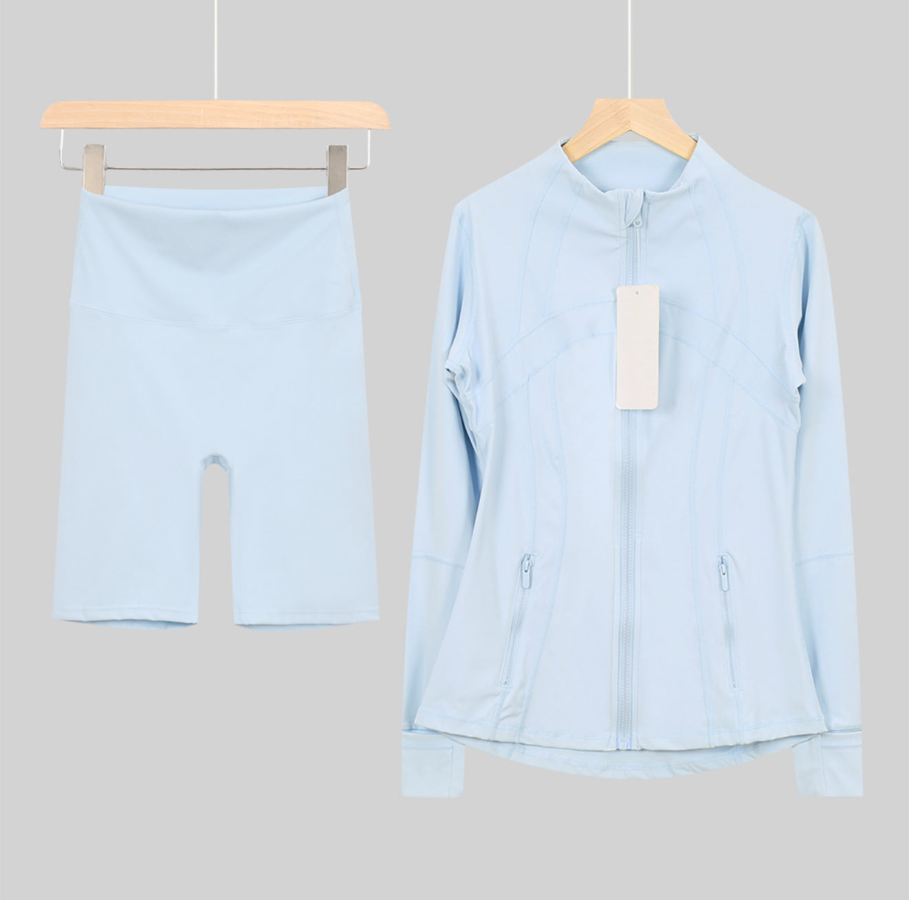 Flares or shorts set baby blue