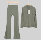 Flares or shorts set dark green