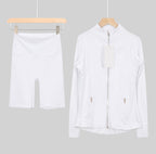 Leggings, shorts or flares set white gold