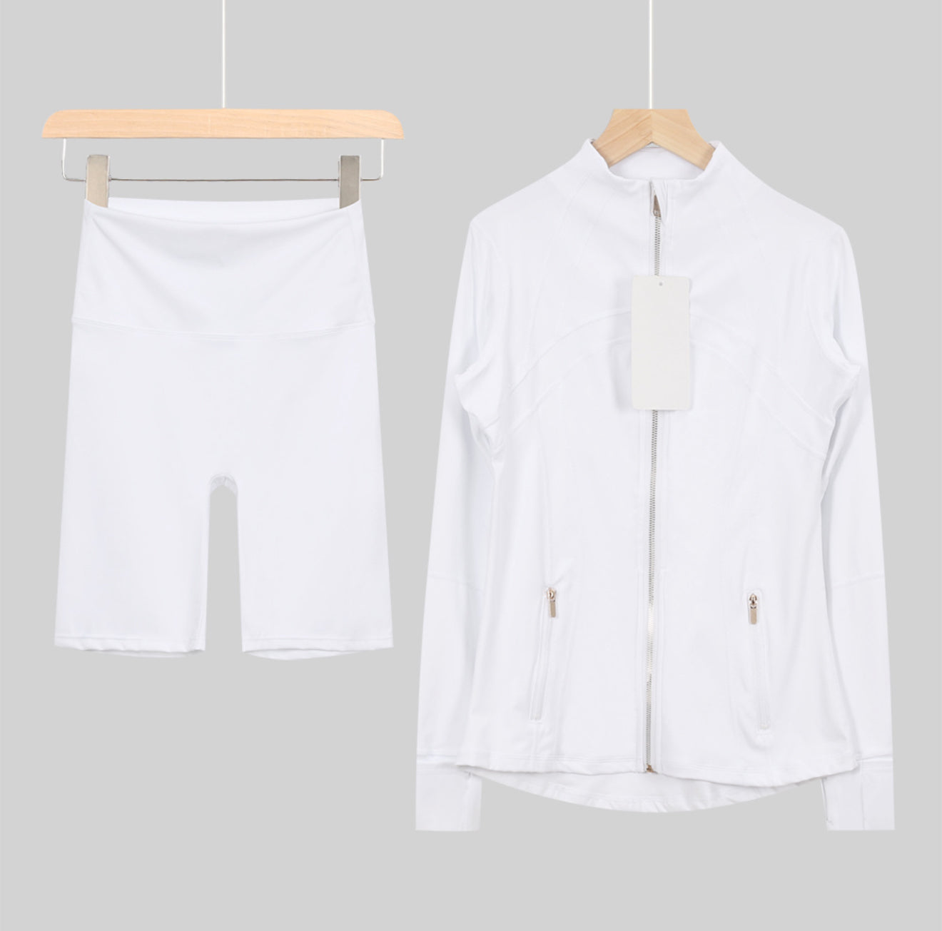 Leggings, shorts or flares set white gold
