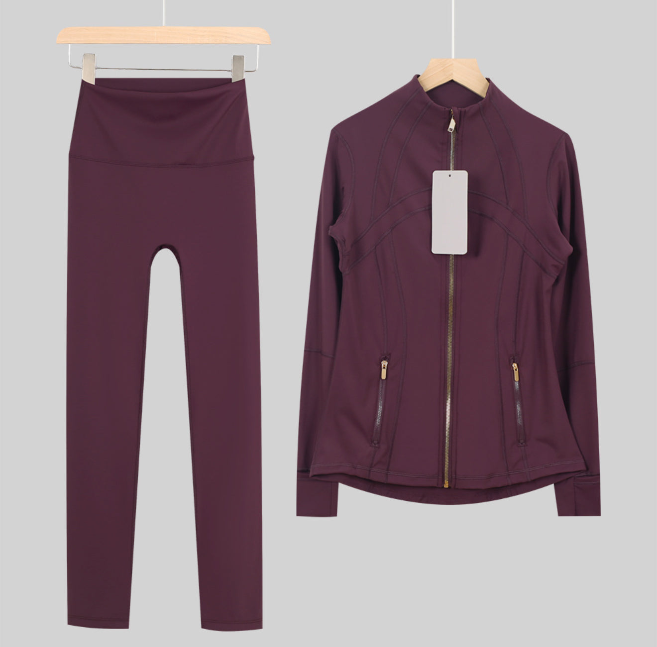 Leggings, shorts or flared set burgundy gold