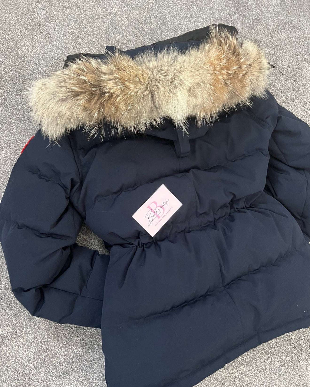 Navy coat with fur (adjustable waist) baddie coat